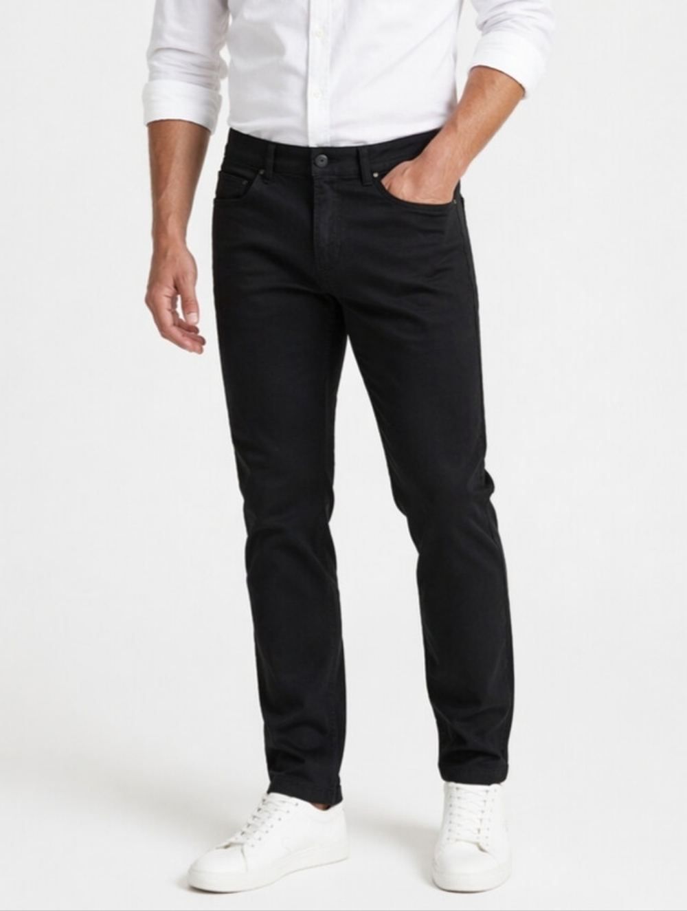 CALVIN KLEIN - Men's Black Infinite Flex Slim Fit Comfortable Pants 34x32